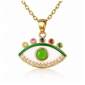 18k Gold Plated Colorful Evil Eye Protective Pendant Gold Necklace